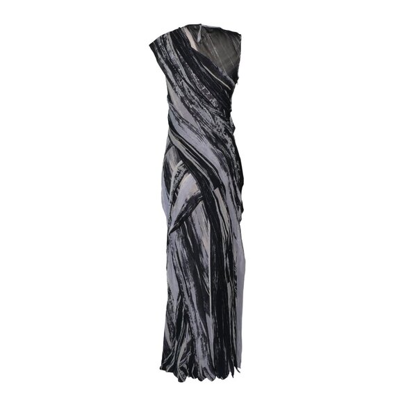 VINTAGE MAX AZRIA SPRING 2010 RUNWAY SILK MAXI DRESS w/FRONT SLIT NWT SZ S - Picture 4 of 11